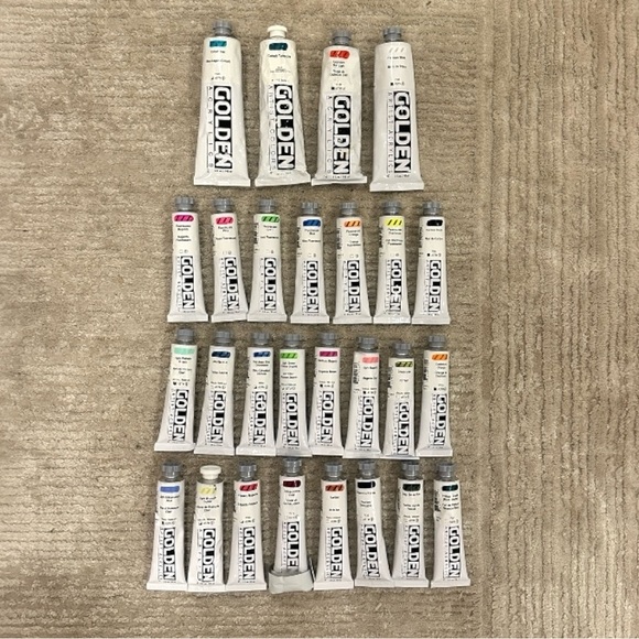 Art Supply Set Golden Heavy Body Paint Lot of 27 with Brushes, Canvas, Sta-Wet - Picture 2 of 16